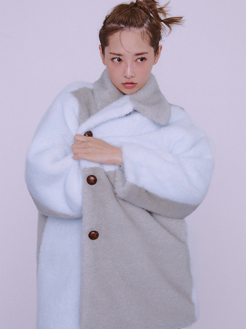 オフィシャルサイト限定カラー】パッチワークエコファーミドルコート