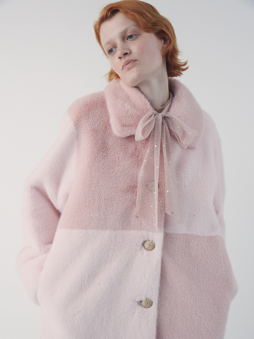 オフィシャルサイト限定カラー】パッチワークエコファーミドルコート