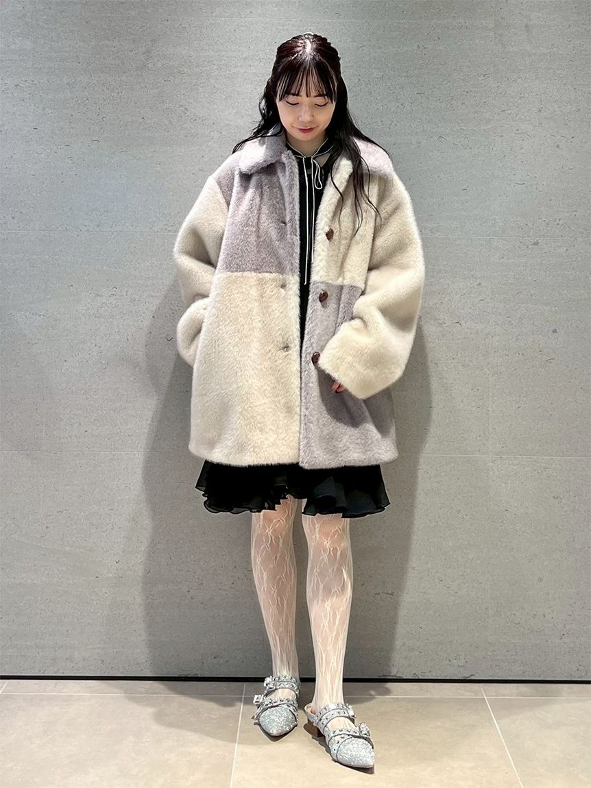 オフィシャルサイト限定カラー】パッチワークエコファーミドルコート