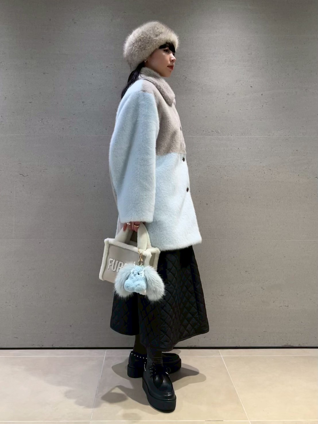 オフィシャルサイト限定カラー】パッチワークエコファーミドルコート