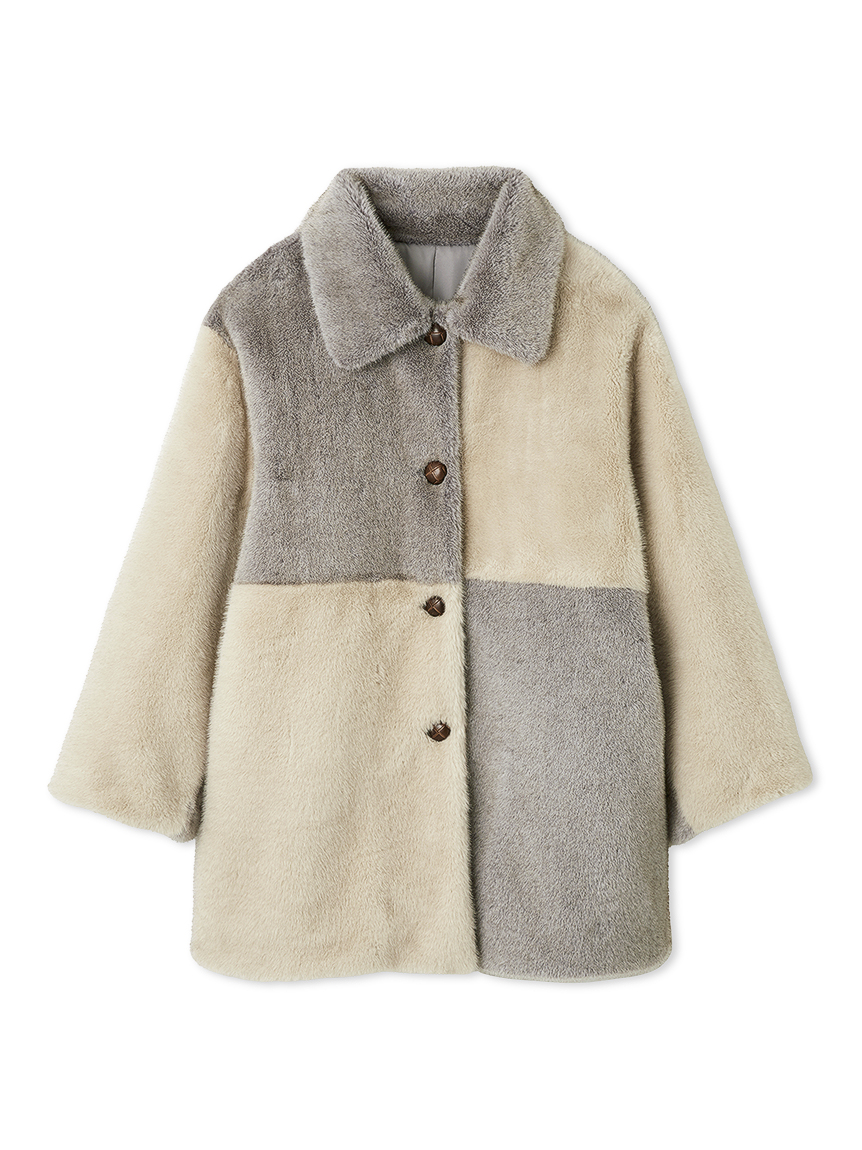 オフィシャルサイト限定カラー】パッチワークエコファーミドルコート