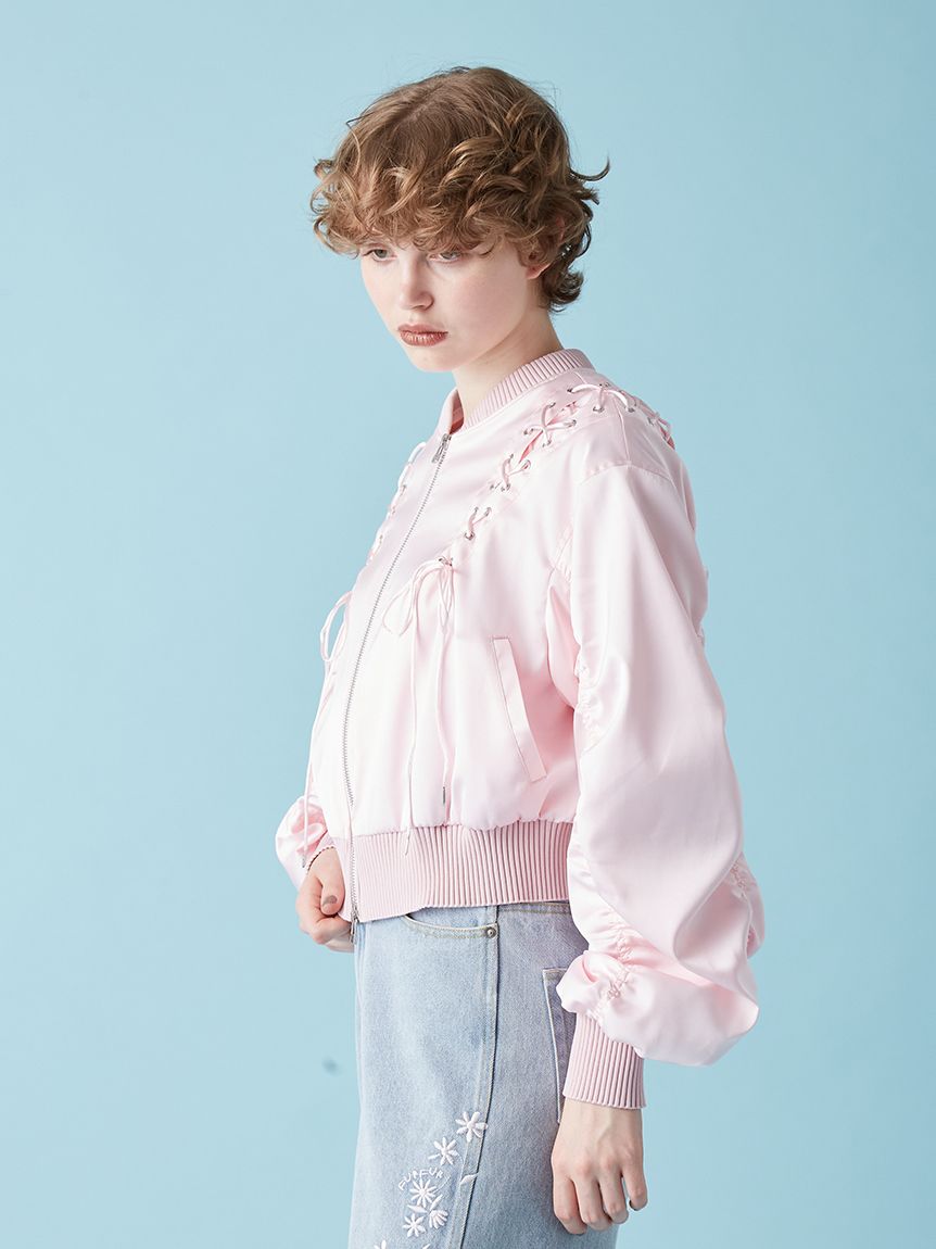 レースアップサテンブルゾン(ジャケット)｜アウター｜FURFUR