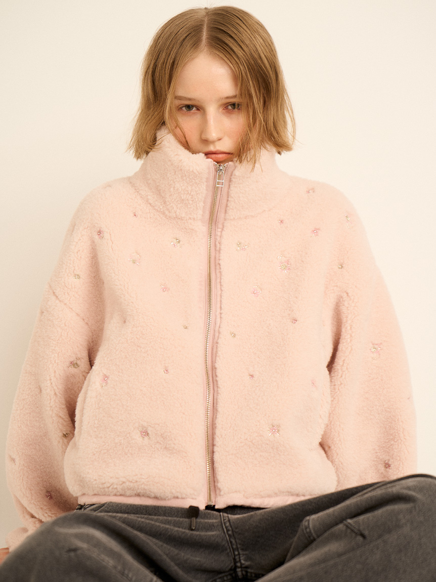 フラワービーズ刺繍ボアブルゾン(ジャケット)｜アウター｜FURFUR