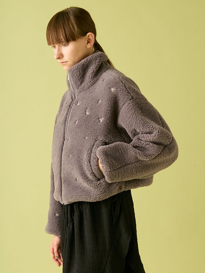 フラワービーズ刺繍ボアブルゾン(ジャケット)｜アウター｜FURFUR