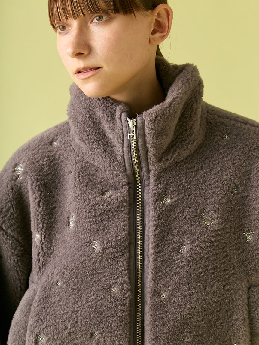 フラワービーズ刺繍ボアブルゾン(ジャケット)｜アウター｜FURFUR