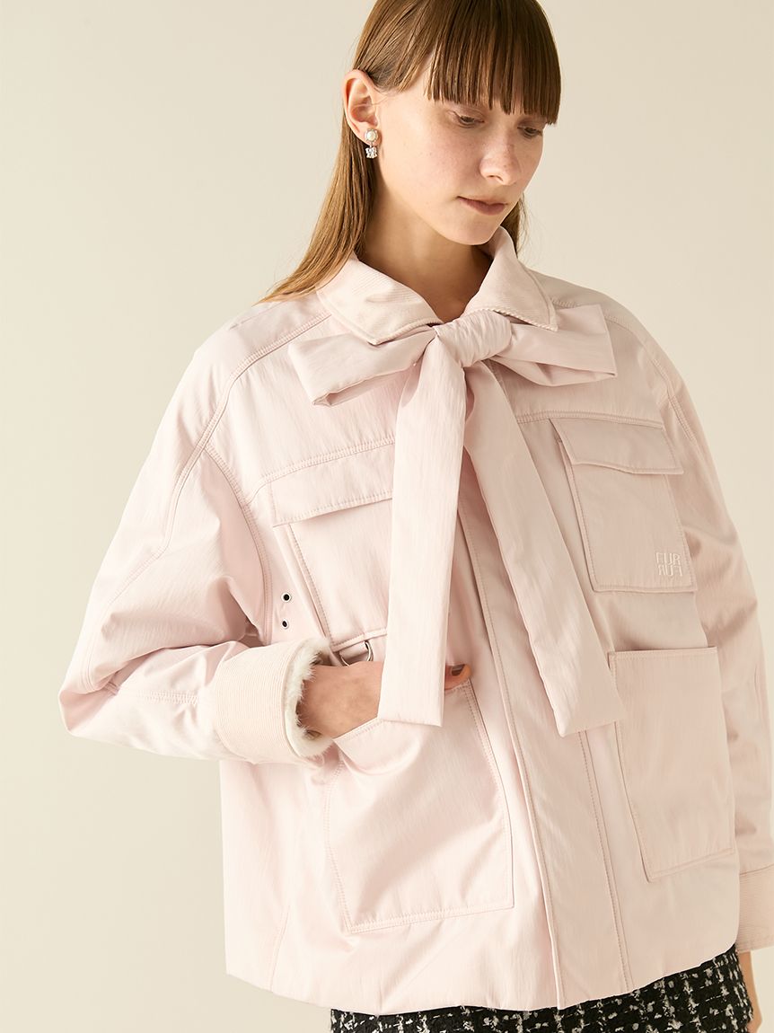 ね*る様 【新品】FUR FUR パデットボウタイワークブルゾン PNK フリー ファーファー FURFUR パデットボウタイワークブルゾン （PNK