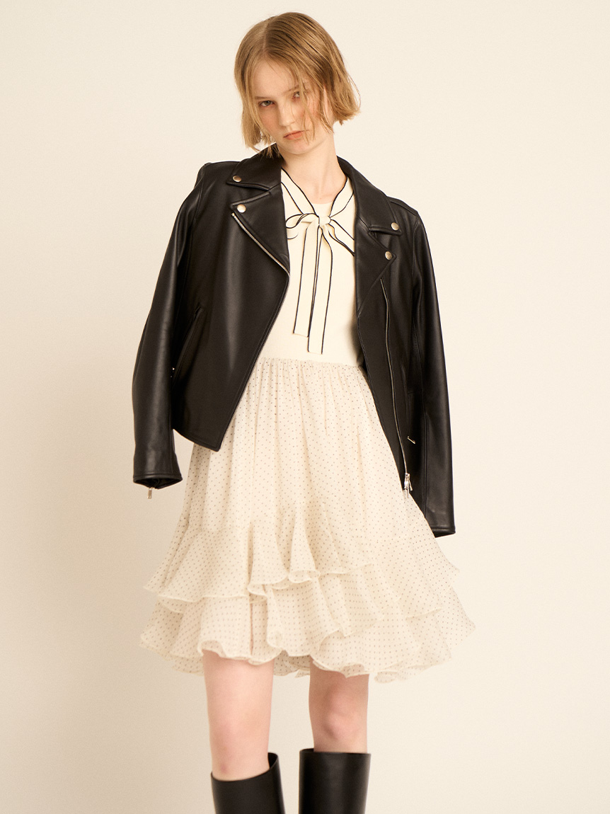 ダーリッチ プードルファーライダースジャケット セール】プードルファーライダースジャケット（ライダース