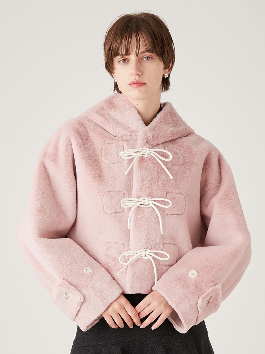 FURFUR ピンク ダッフルコート ピンク ファッション FURFUR エコファーダッフルコート