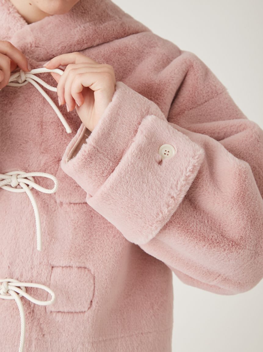 新品☆6Lピンク系リボンかわいいフェイクファー付ダッフルコートわけあり〇p857 新品☆6Lピンク系リボンかわいいフェイクファー付ダッフルコートわけ