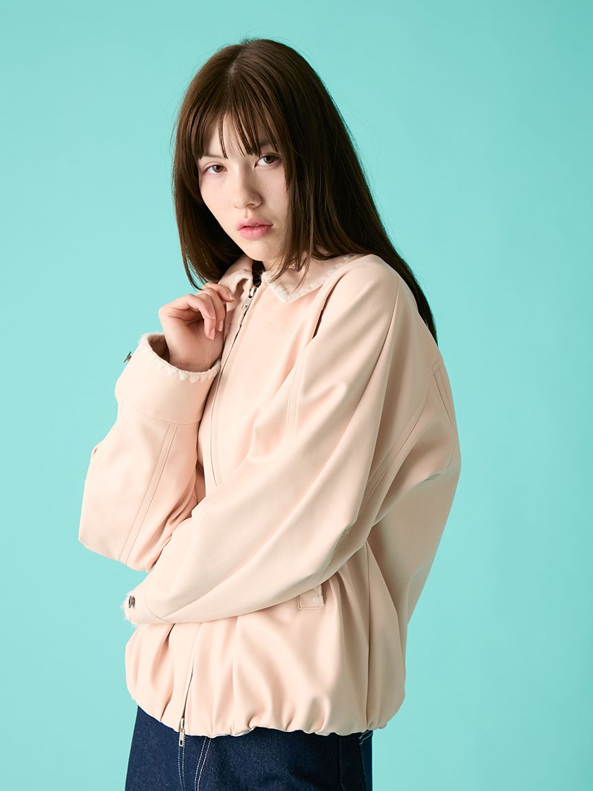 トリミング刺繍レザーライクブルゾン(ジャケット)｜アウター｜FURFUR