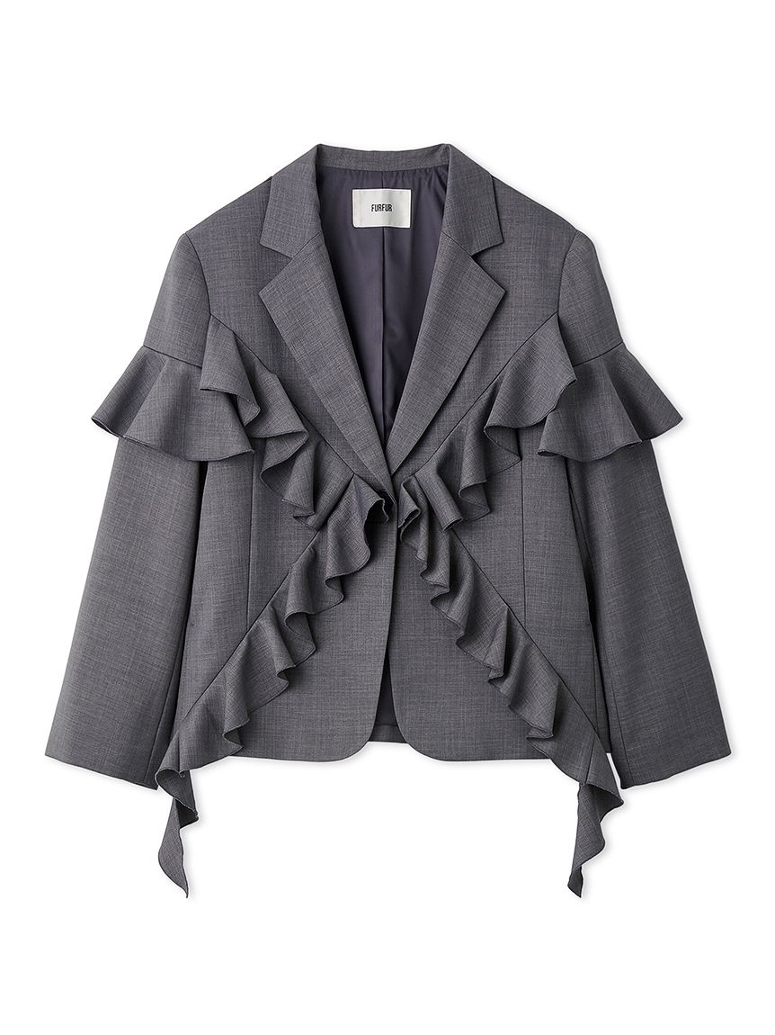 フリルデザインテーラードジャケット(テーラードジャケット)｜アウター