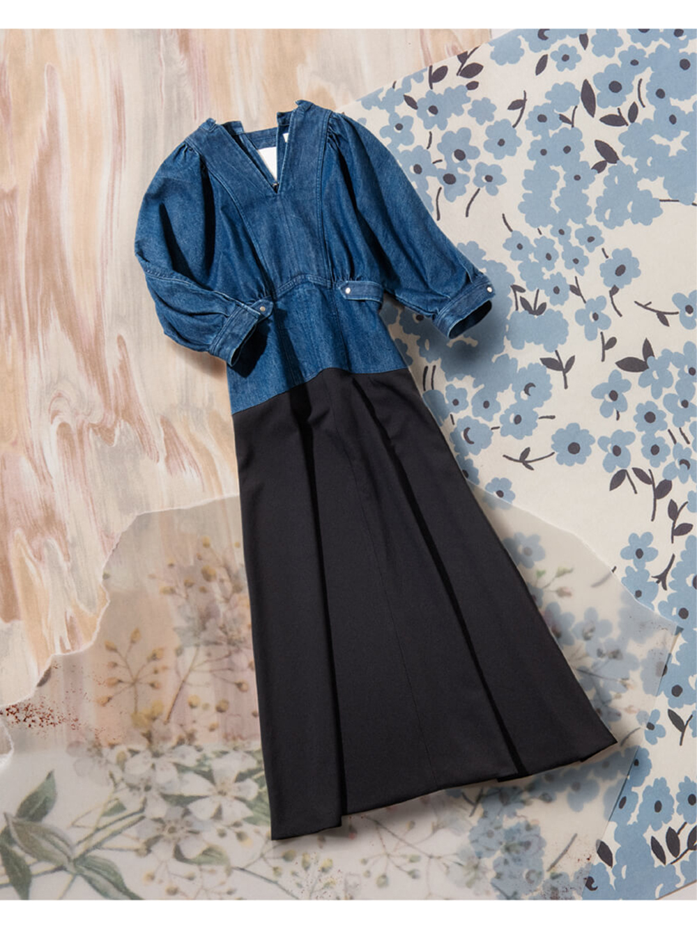 Sale 37 Off Fur デニム切り替えワンピース Fur ロングワンピース Www Aszoran Hr