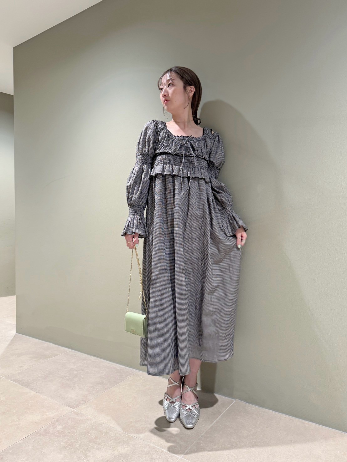 ボレロセットシャーリングワンピース(ロングワンピース