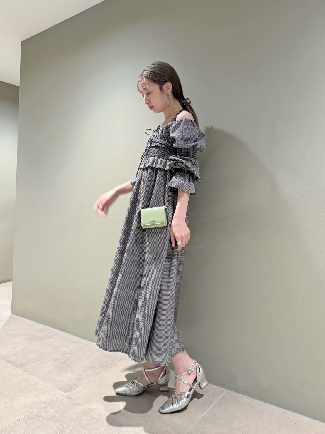 ボレロセットシャーリングワンピース(ロングワンピース