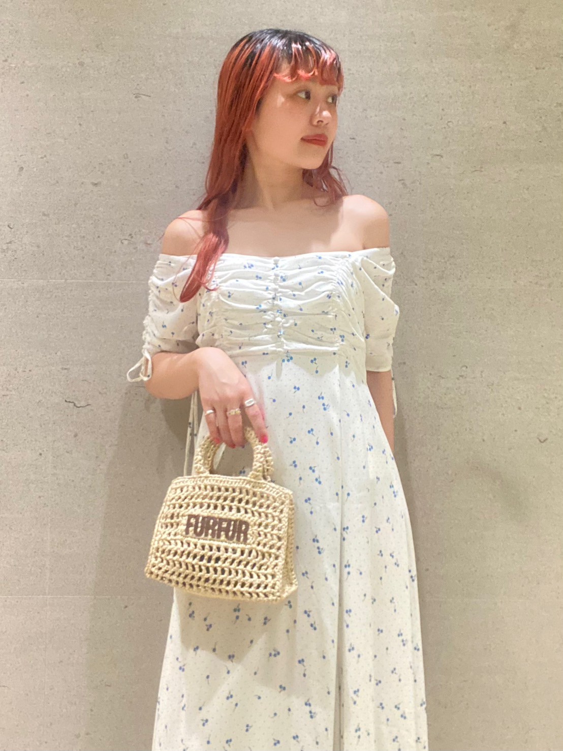WEB限定カラー】チェリー柄プリントワンピース(ロングワンピース WEB限定カラー】チェリー柄プリントワンピース(ロングワンピース