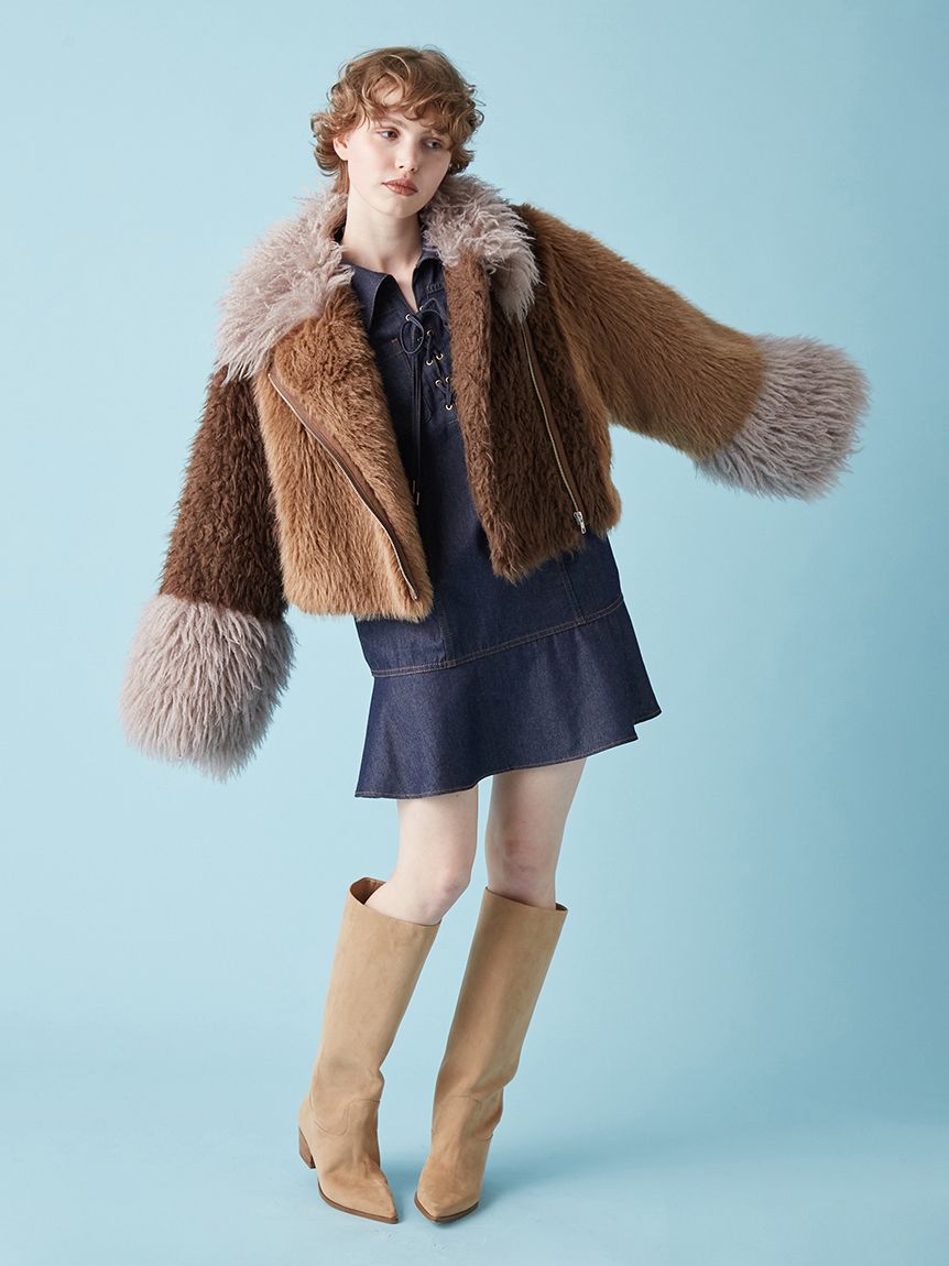 レースアップミニワンピース(ミニワンピース)｜ワンピース