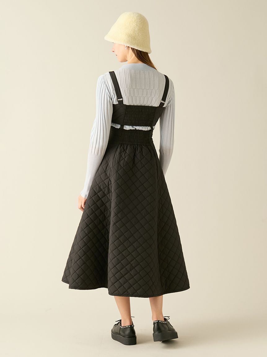 新品タグ付✨️42 ジャンパースカート カメリア キルティング リボン Bonjour Sagan（ボンジュールサガン） ジャンパースカート 配色