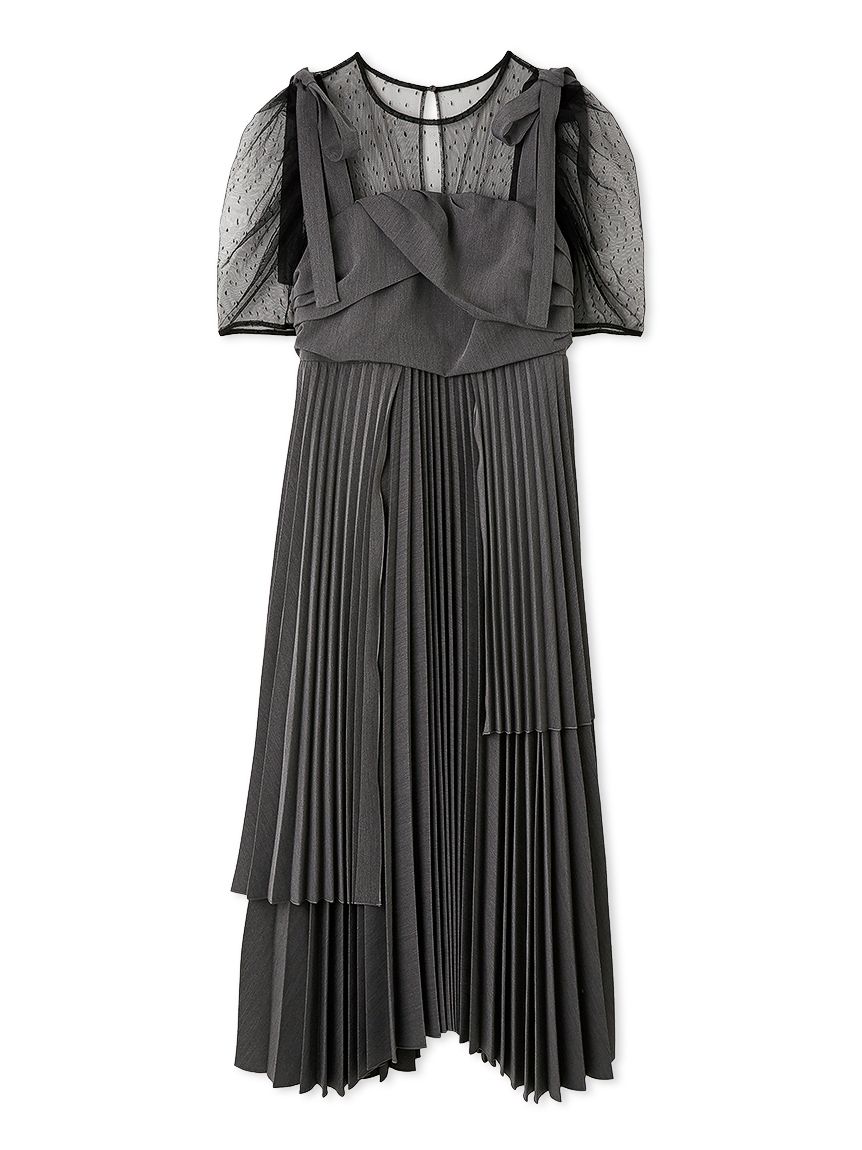 スーツ・フォーマル・ドレス FURFUR プリーツデザインドッキングドレス(ロングワンピース)｜ワンピース