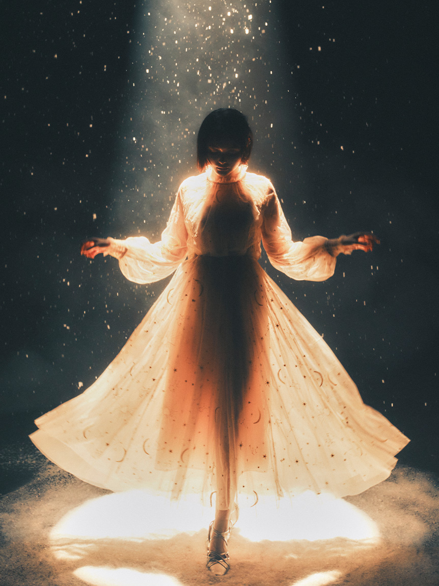 限定サイズ】Twilightラメチュール刺繍ドレス(ロングワンピース