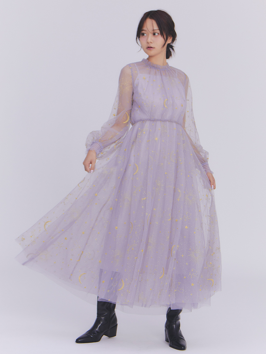 スーツ・フォーマル・ドレス FURFUR ハーフスリーブチュールドレス(ロングワンピース)｜ワンピース｜FURFUR