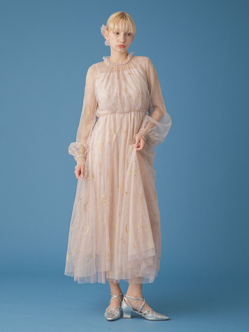 限定サイズ】Twilightラメチュール刺繍ドレス(ロングワンピース