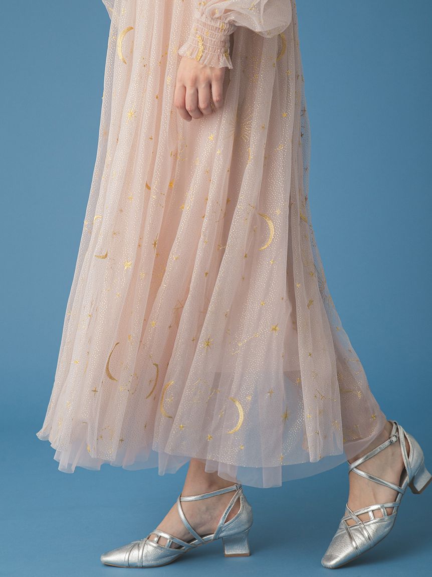 限定サイズ】Twilightラメチュール刺繍ドレス(ロングワンピース