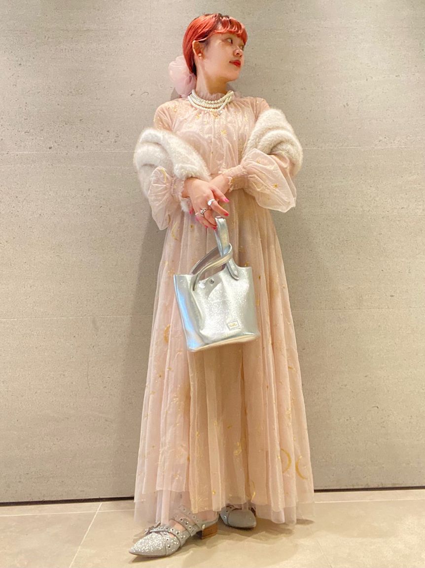 美品✨FUR FUR ミモザ 花柄 刺繍 チュール エンブロドレス ワンピース 花柄総刺繍チュールワンピースドレス | prose verse(プロズ