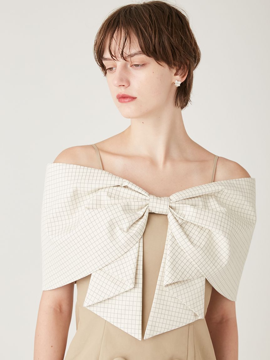 ビッグリボンオフショルワンピース(ロングワンピース)｜ワンピース