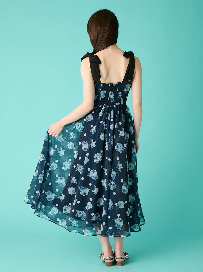 ぼかしフラワープリントワンピース(ロングワンピース)｜ワンピース