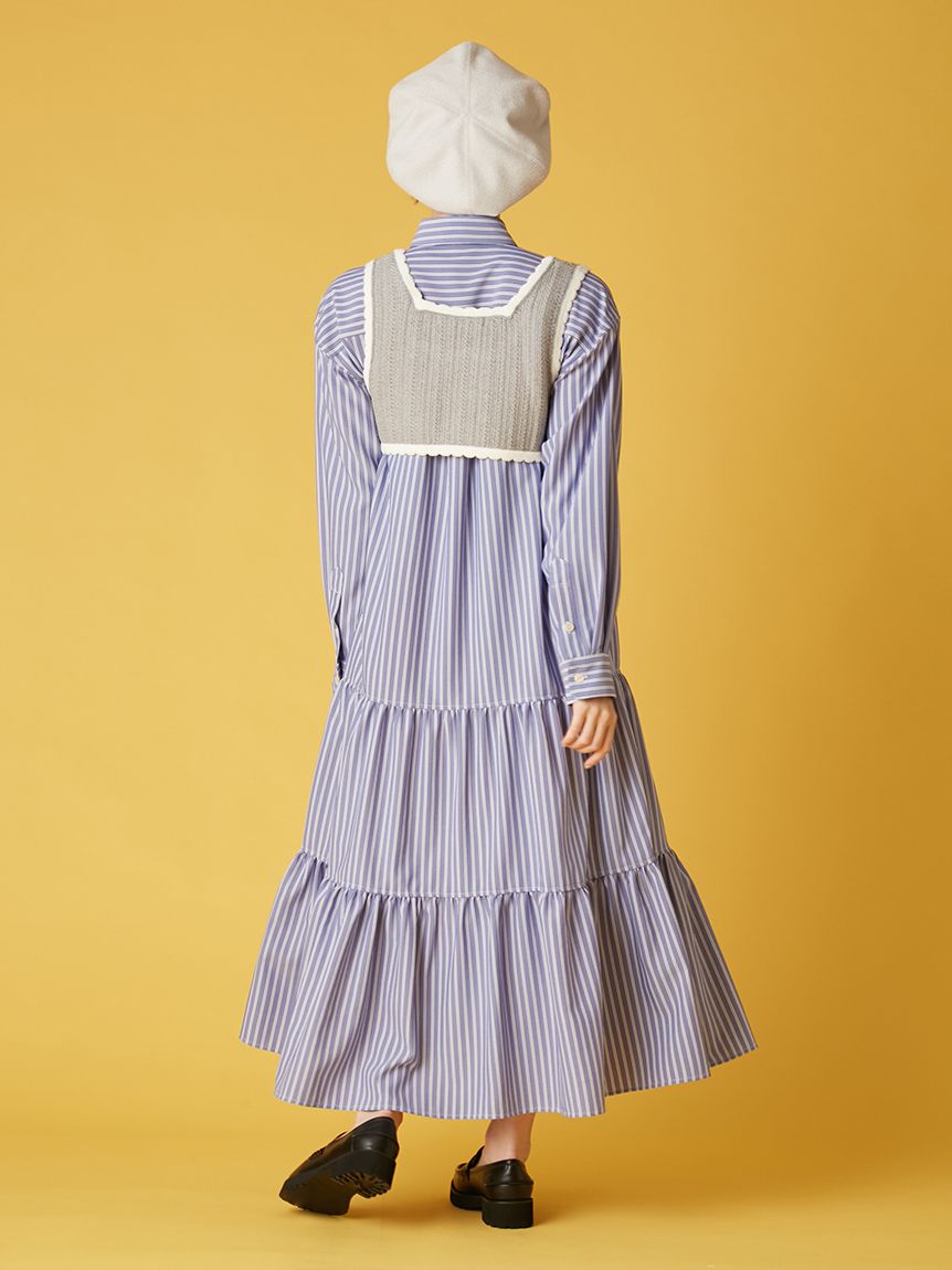 ベストレイヤードシャツワンピース(ロングワンピース)｜ワンピース