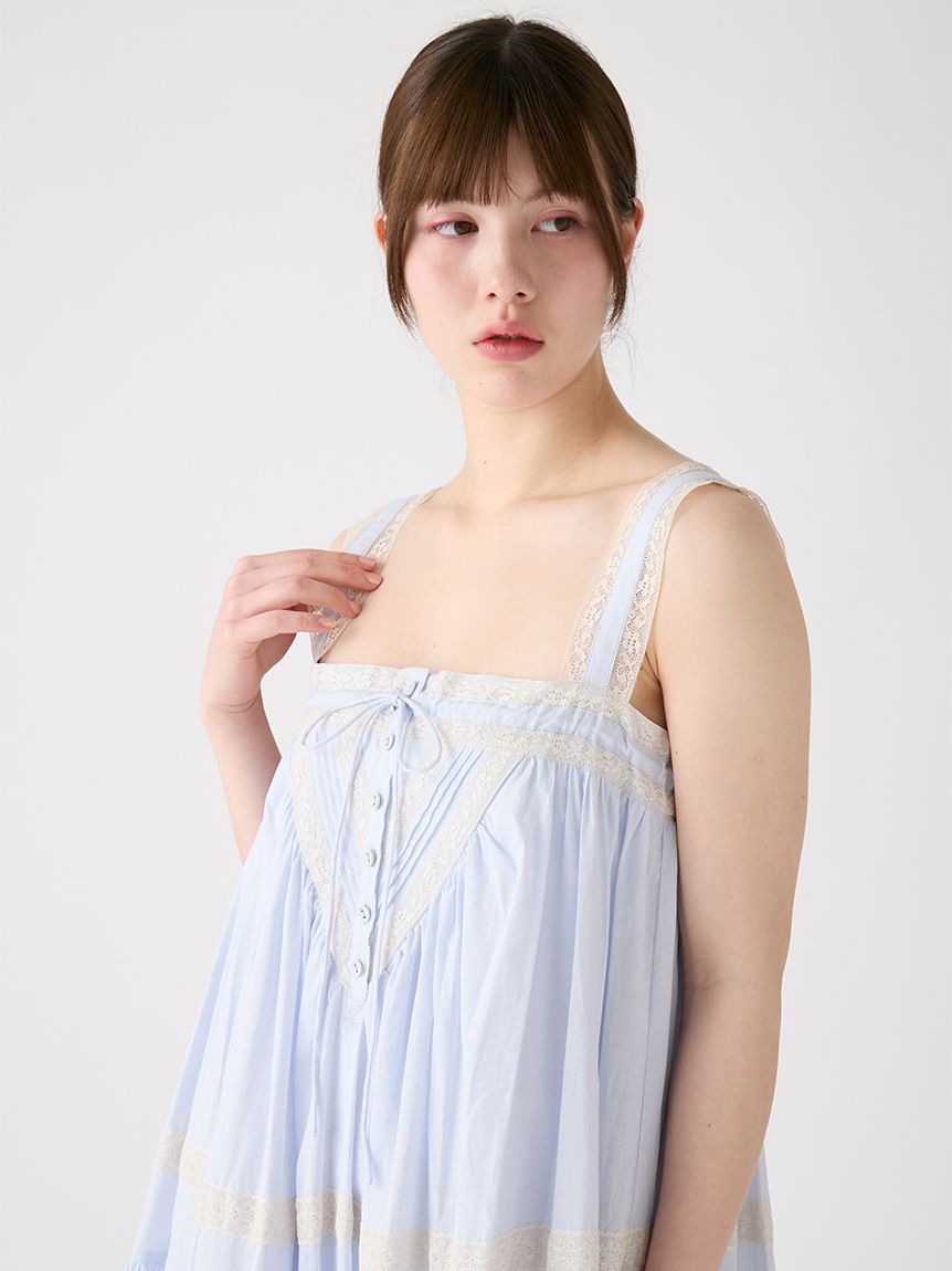 レースデザインチュニックワンピース(ミニワンピース)｜ワンピース