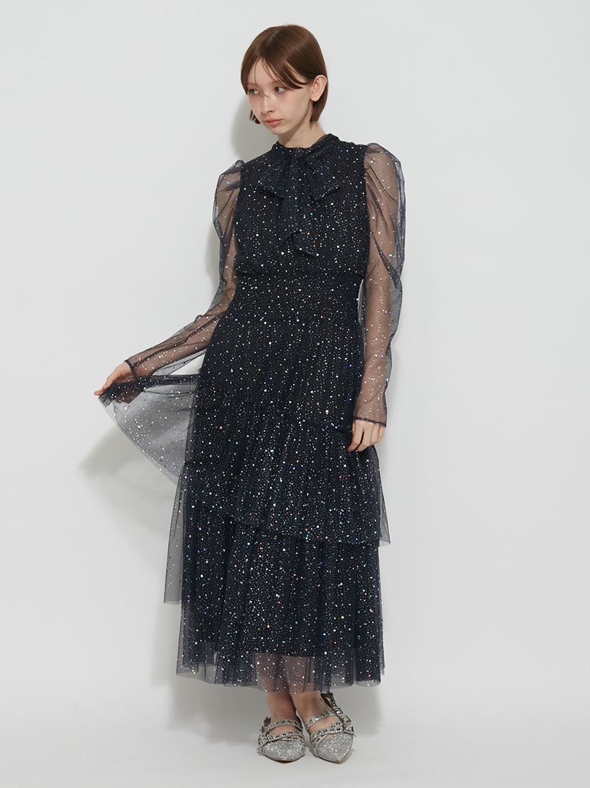 ロングスリーブラメチュールドレス(ロングワンピース)｜DRESS｜FURFUR