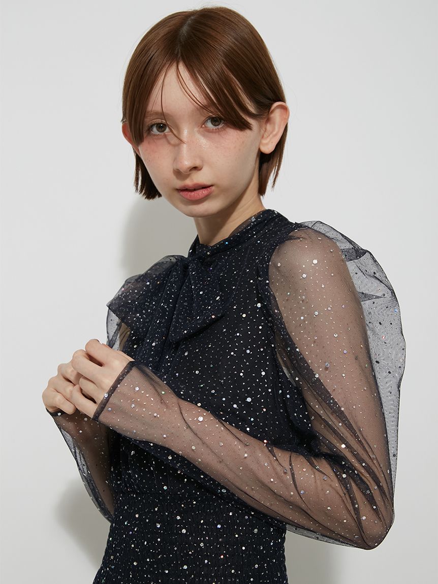ロングスリーブラメチュールドレス(チュニック)｜トップス｜FURFUR