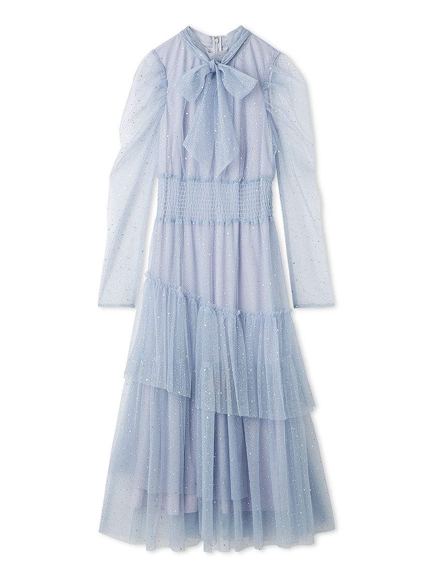 ロングスリーブラメチュールドレス(ロングワンピース)｜ワンピース