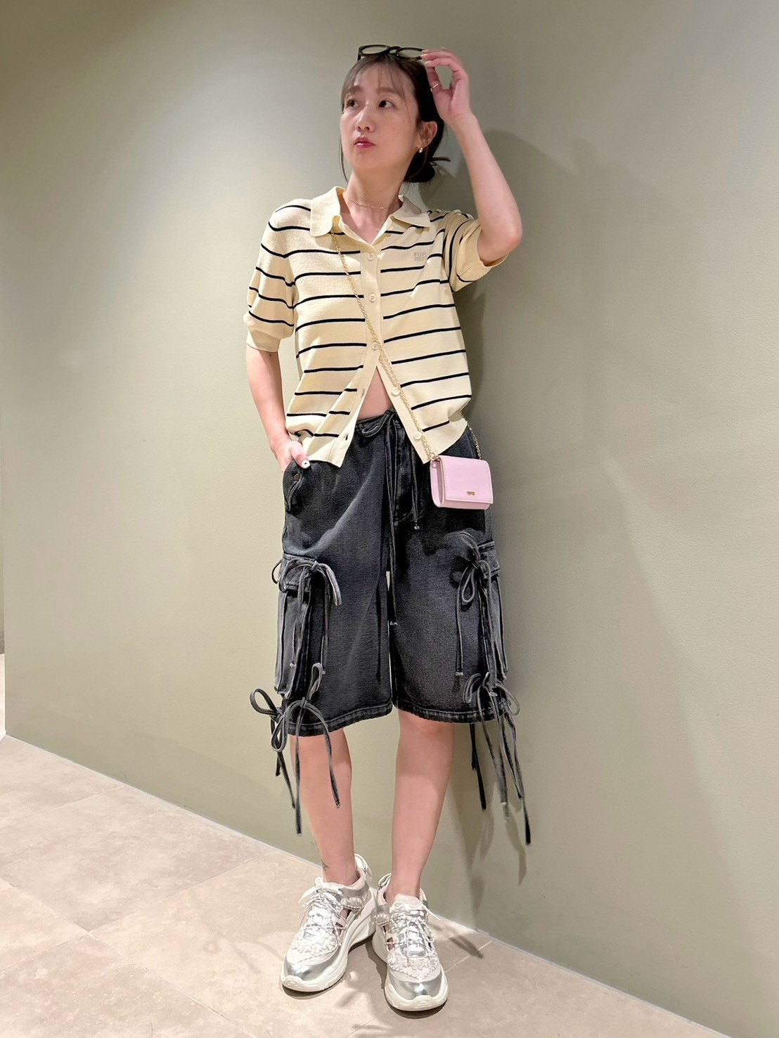 リボンディテールハーフカーゴパンツ furfur リボンディテールハーフカーゴパンツ(ショートパンツ)｜ボトムス