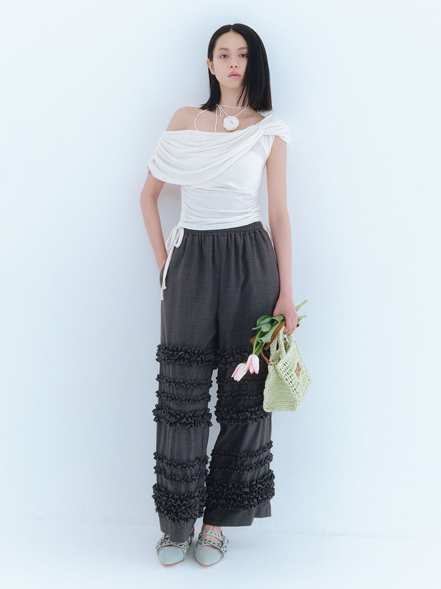 レビュー高評価アイテム特集｜ファッション通販 スラックス風フリルパンツ(ロングパンツ)｜パンツ｜FURFUR パンツ
