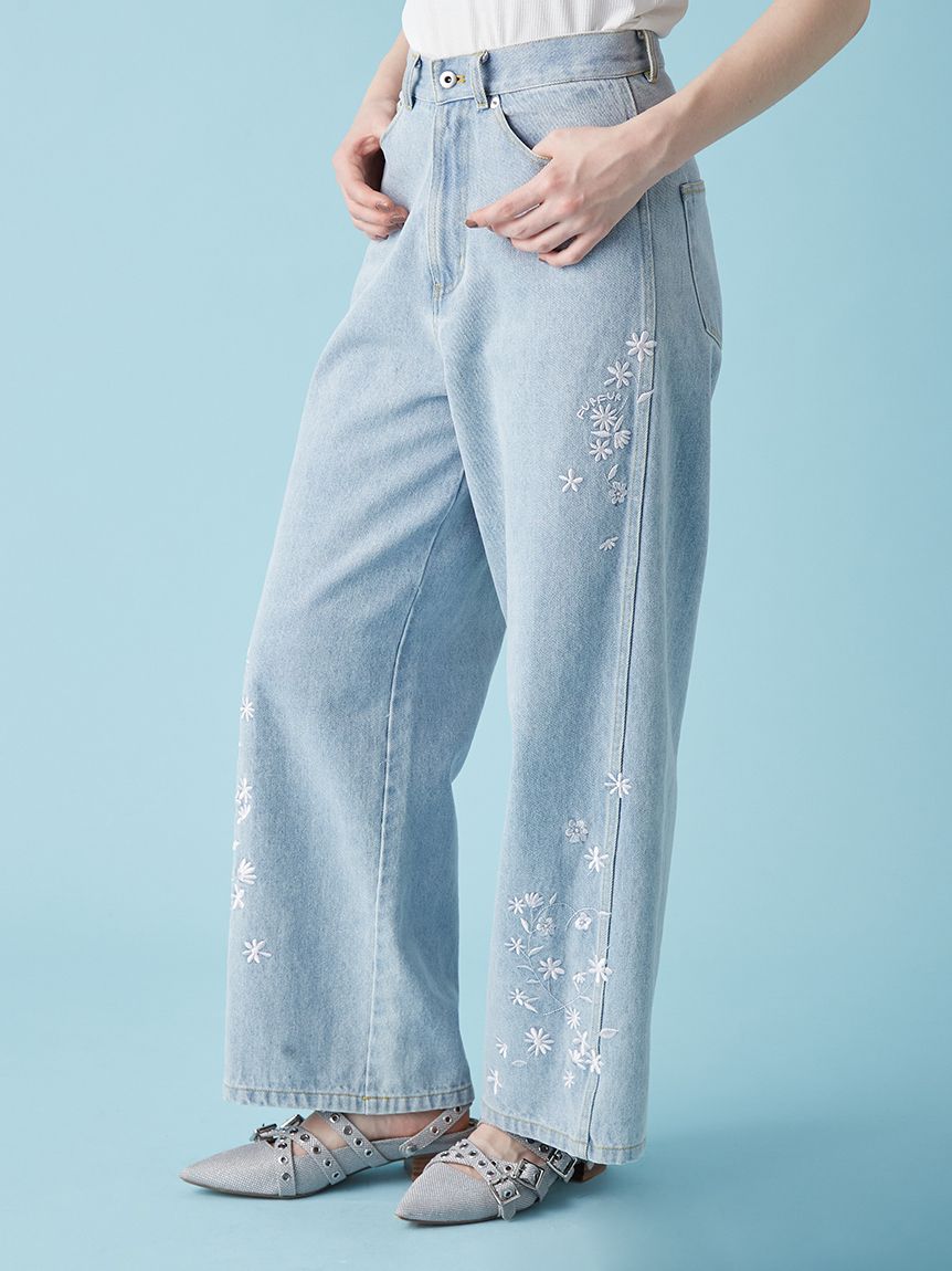 FURFUR フラワー刺繍デニムパンツ☆新品 フラワー刺繍デニムパンツ(ロングパンツ)｜ボトムス｜FURFUR