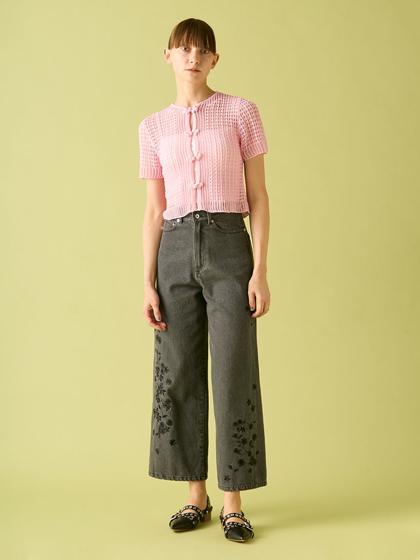 フラワー刺繍デニムパンツ(ロングパンツ)｜ボトムス｜FURFUR