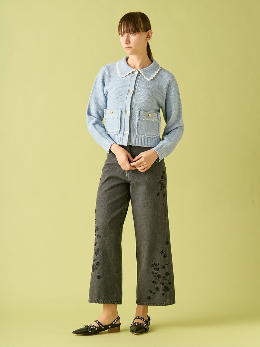 フラワー刺繍デニムパンツ(ロングパンツ)｜ボトムス｜FURFUR