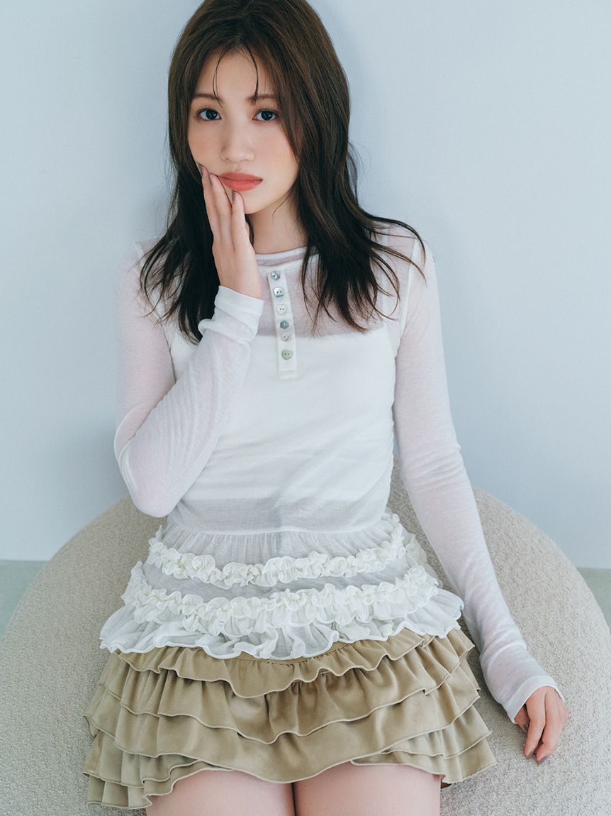 Poom 様 あわ雪フリル フリルレイヤースウェードショートパンツ(ショートパンツ)｜ボトムス