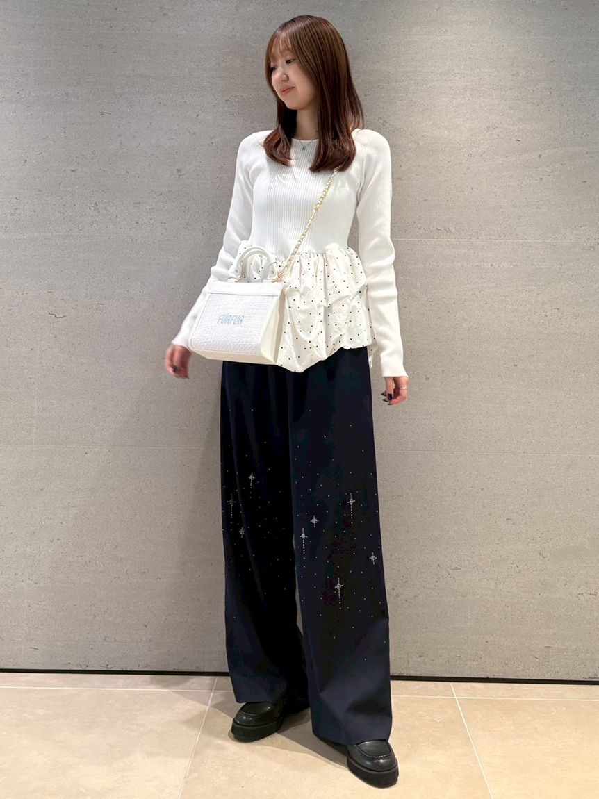 ビジュー付きイージーパンツ(ロングパンツ)｜ボトムス｜FURFUR（ファー