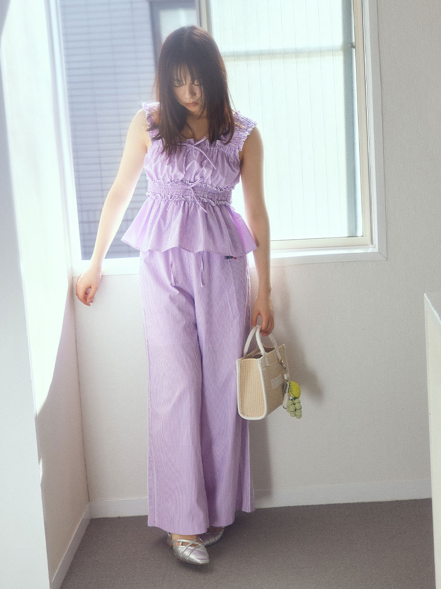 WEB・一部店舗限定カラー】ギンガムチェックパジャマパンツ(ロング