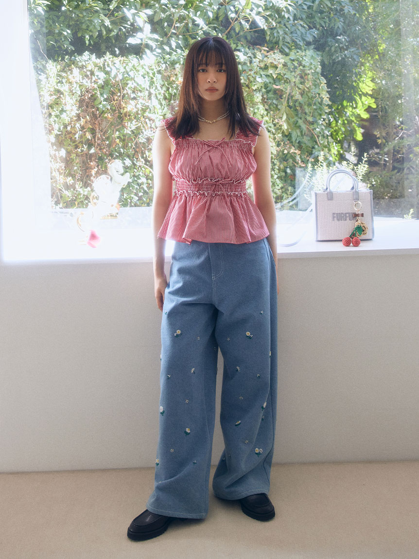 ビーズ刺繍デニムパンツ(ロングパンツ)｜ボトムス｜FURFUR（ファー