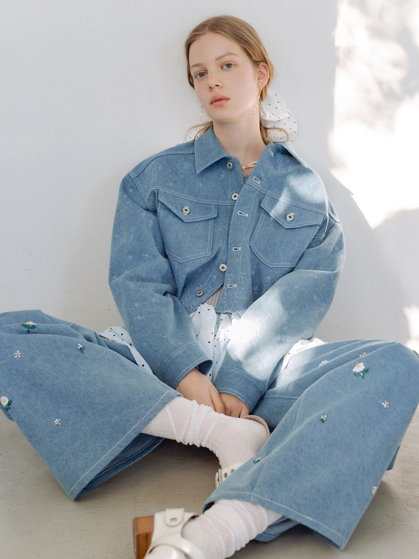 ビーズ刺繍デニムパンツ(ロングパンツ)｜ボトムス｜FURFUR（ファー