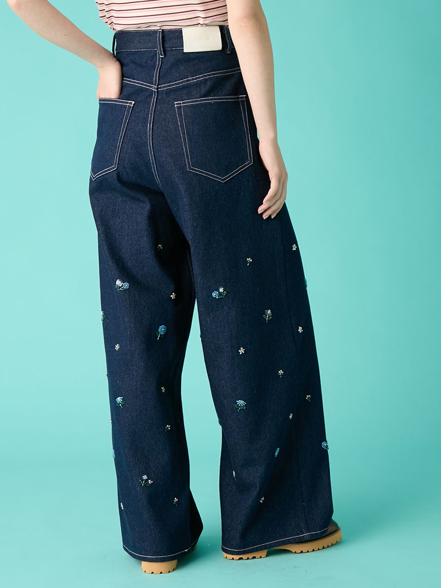 ビーズ刺繍デニムパンツ(ロングパンツ)｜ボトムス｜FURFUR（ファー