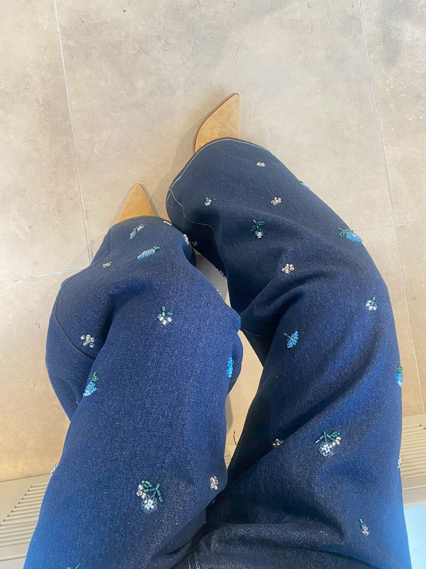 ビーズ刺繍デニムパンツ(ロングパンツ)｜ボトムス｜FURFUR（ファー