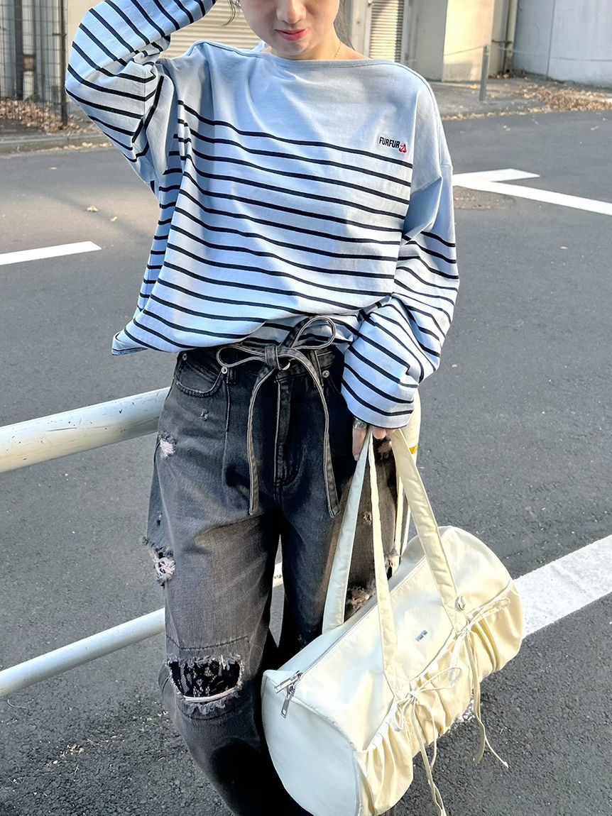 新色追加】レースクラッシュデニムパンツ(ロングパンツ)｜ボトムス