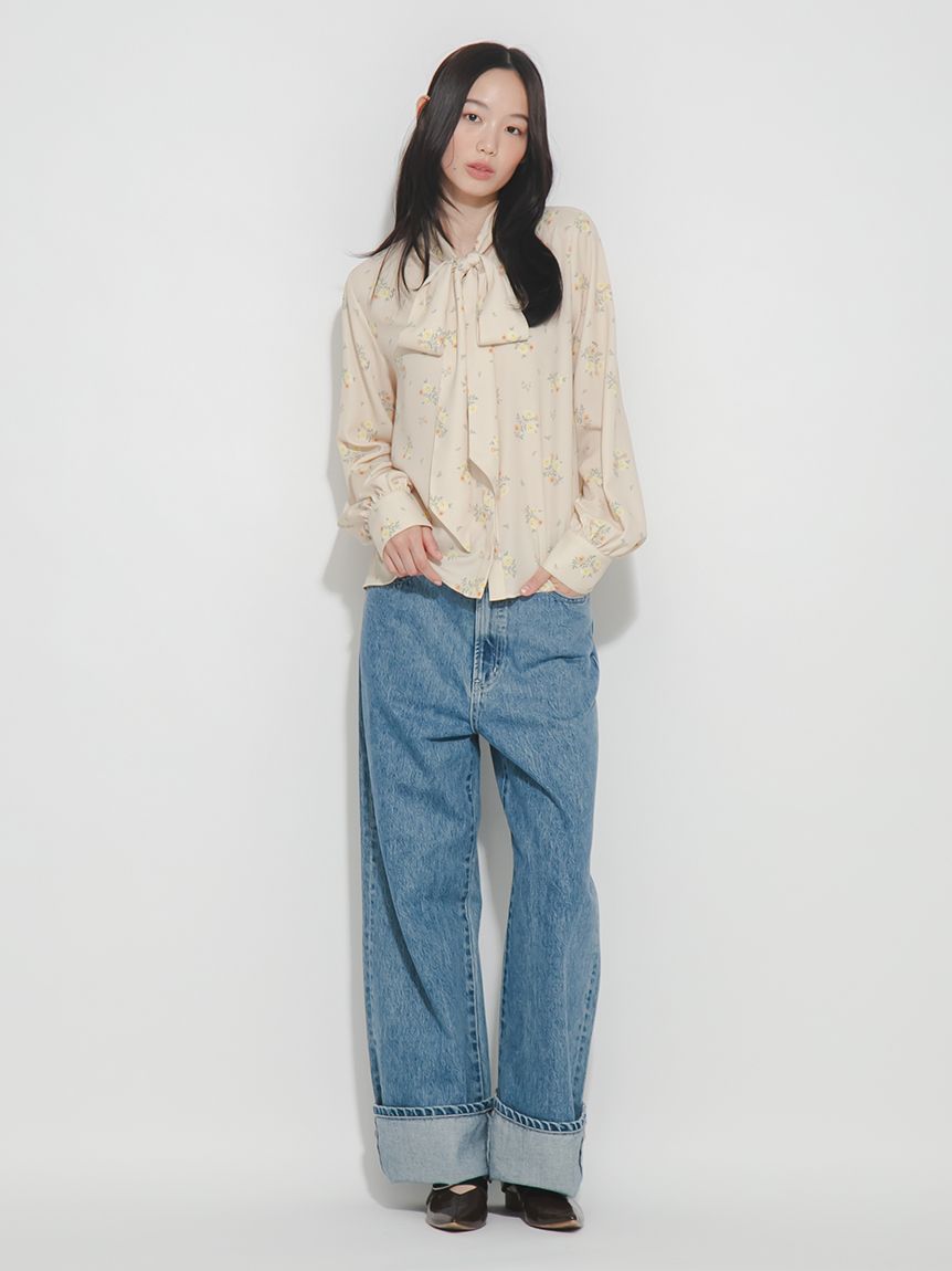 リボンステッチロールアップデニムパンツ(デニムパンツ)｜パンツ