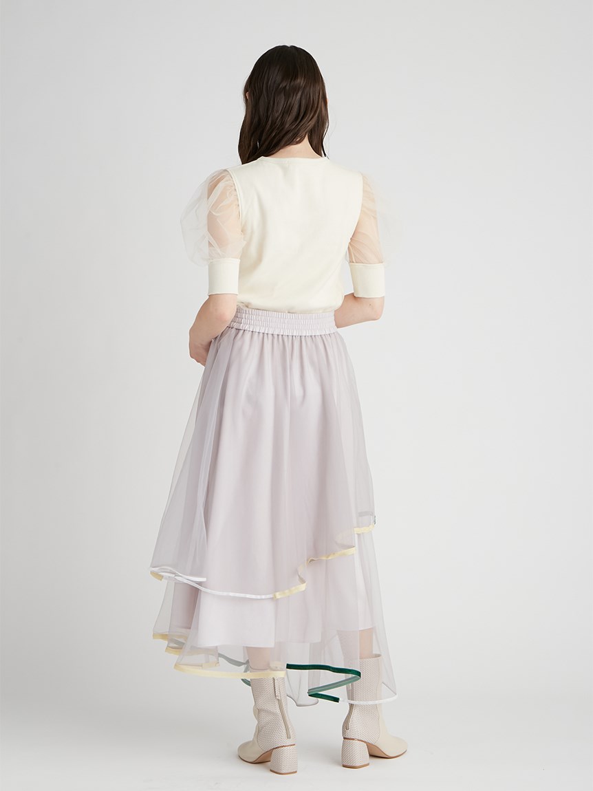 限定サイズ】ダブルトリミングヘムスカート(ロングスカート)｜ボトムス 