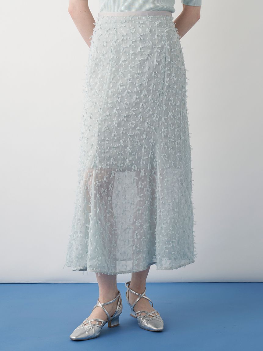 FUR FUR リボンマテリアルスカート　ブラック　黒 FURFUR（ファーファー）の「リボンマテリアルスカート（スカート